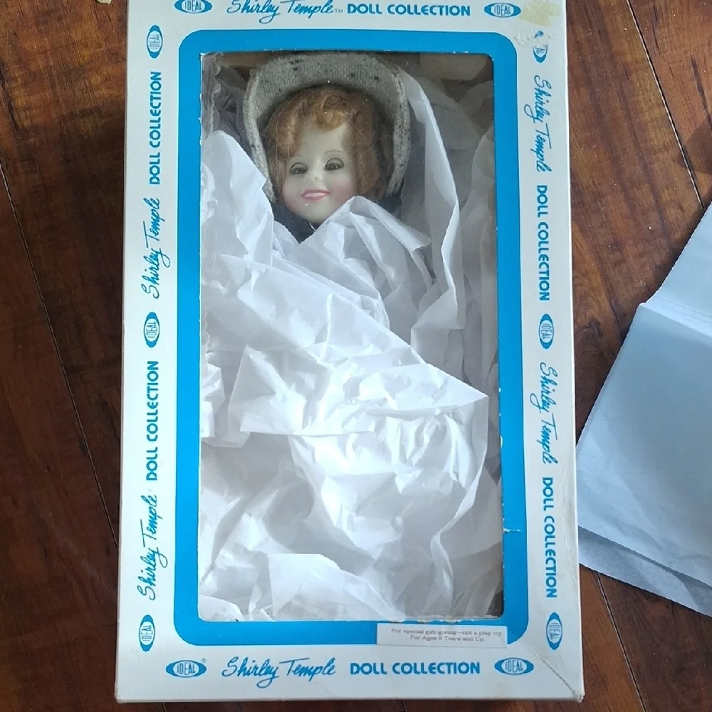 Vintage Shirley Temple Doll in Gray Outfit